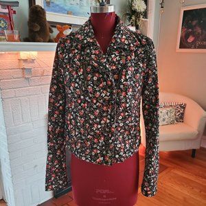Anthropologie quilted floral moto jacket
